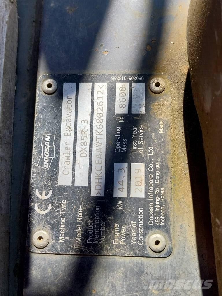 Doosan DX 85 R-3 Midi bagri 7t – 12t