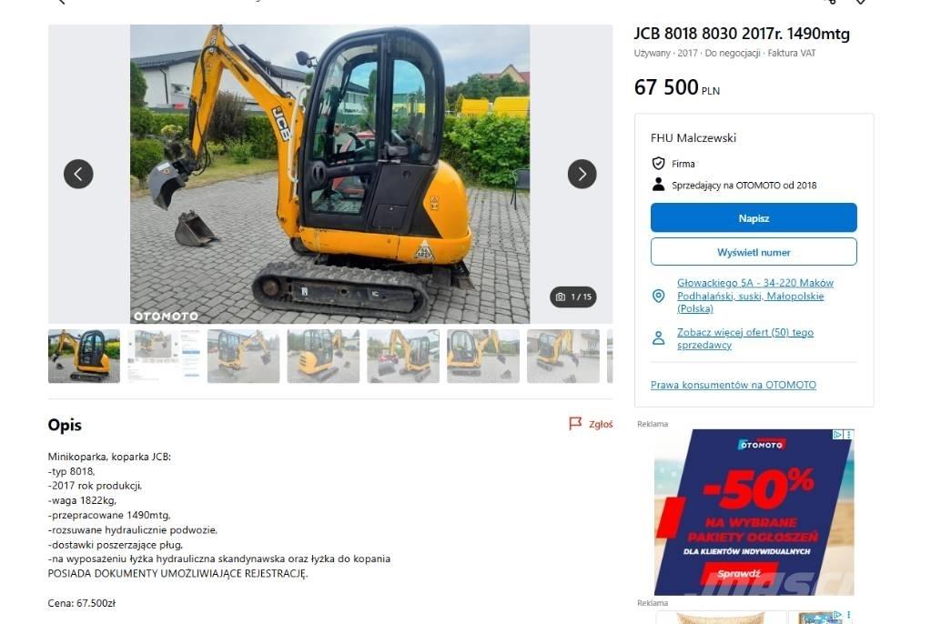 JCB 8030 Mini bagri <7t