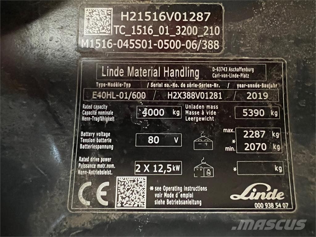 Linde E 40/600 HL Električni viličarji