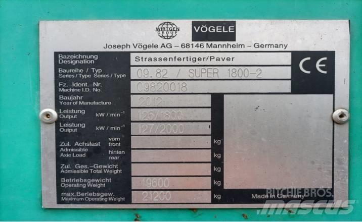 Vögele SUPER1800-2 Asfaltni finišerji