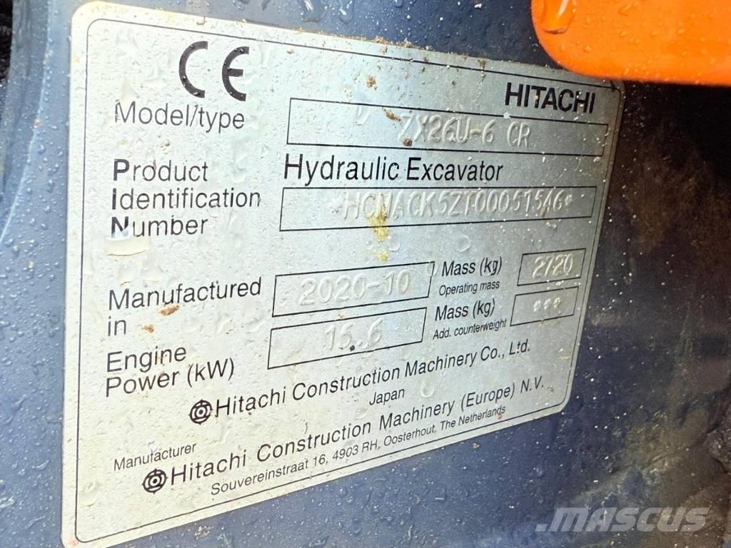 Hitachi ZX 26 U-6 CR Mini bagri <7t