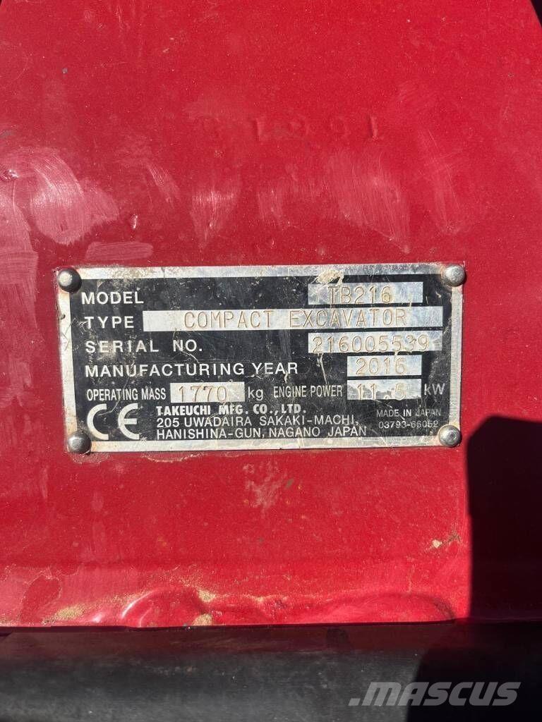 Takeuchi TB216 Mini bagri <7t