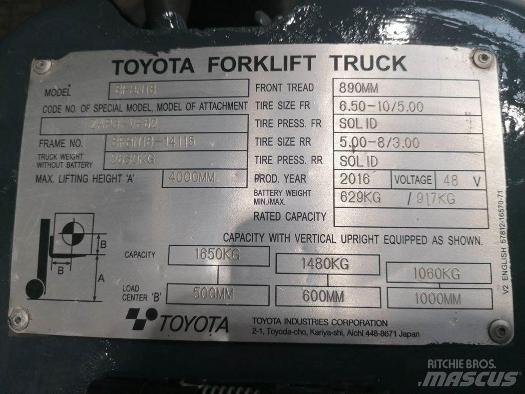 Toyota 8FBN18 Električni viličarji