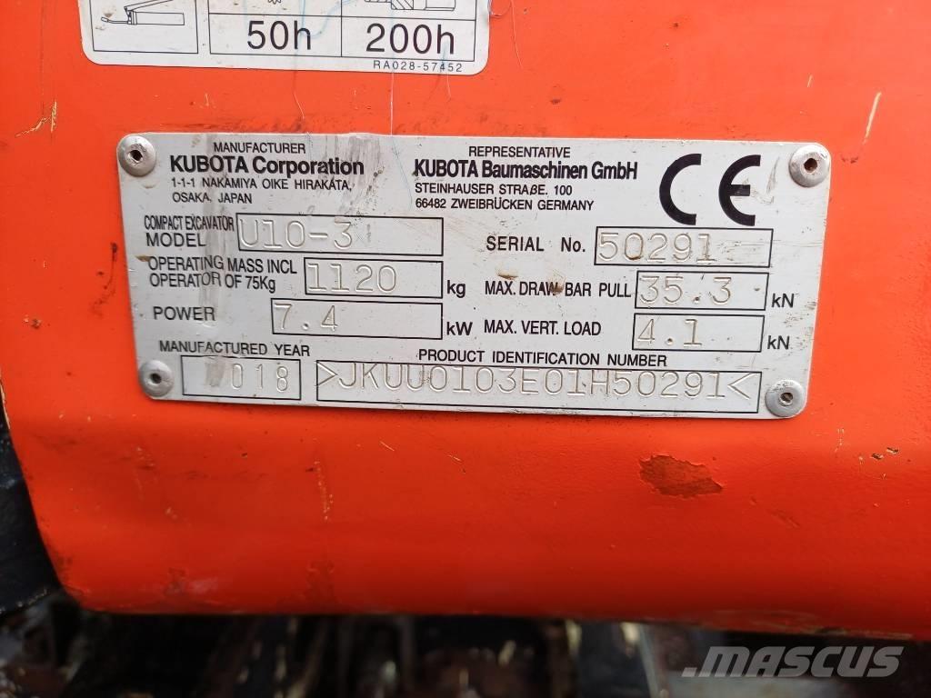 Kubota U 10-3 Mini bagri <7t