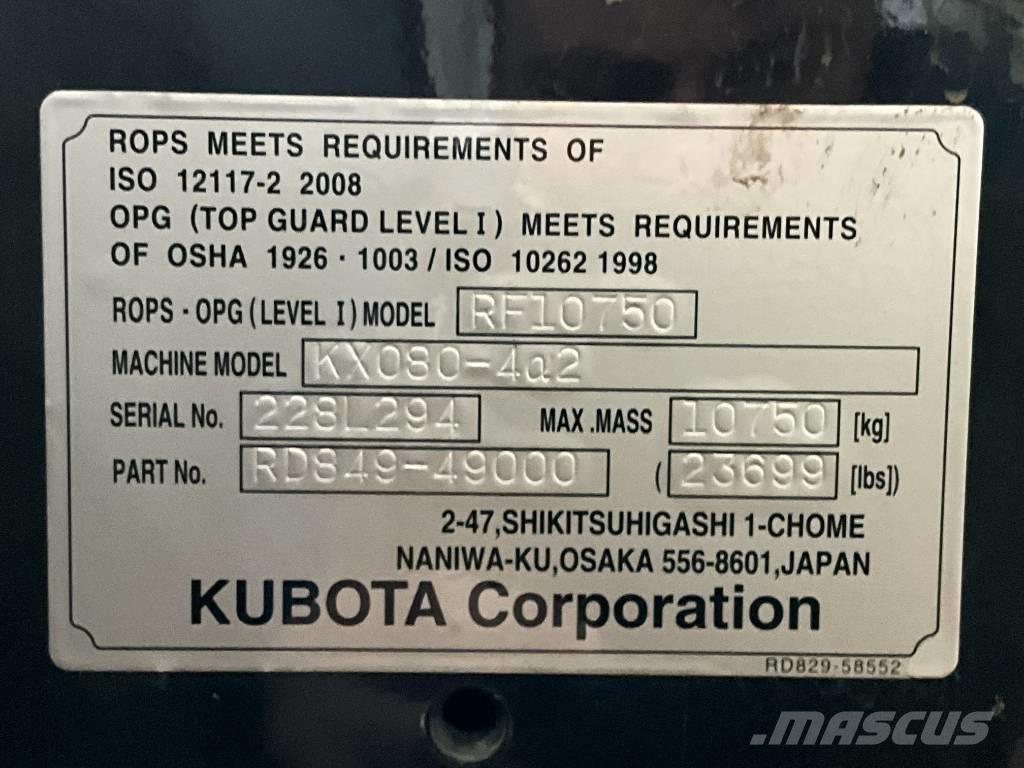 Kubota KX 080-4 A 2 Kabine in notranjost