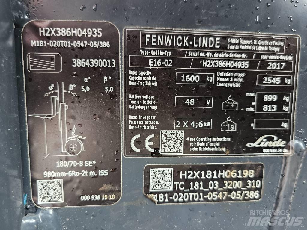 Linde E16 -02 Električni viličarji