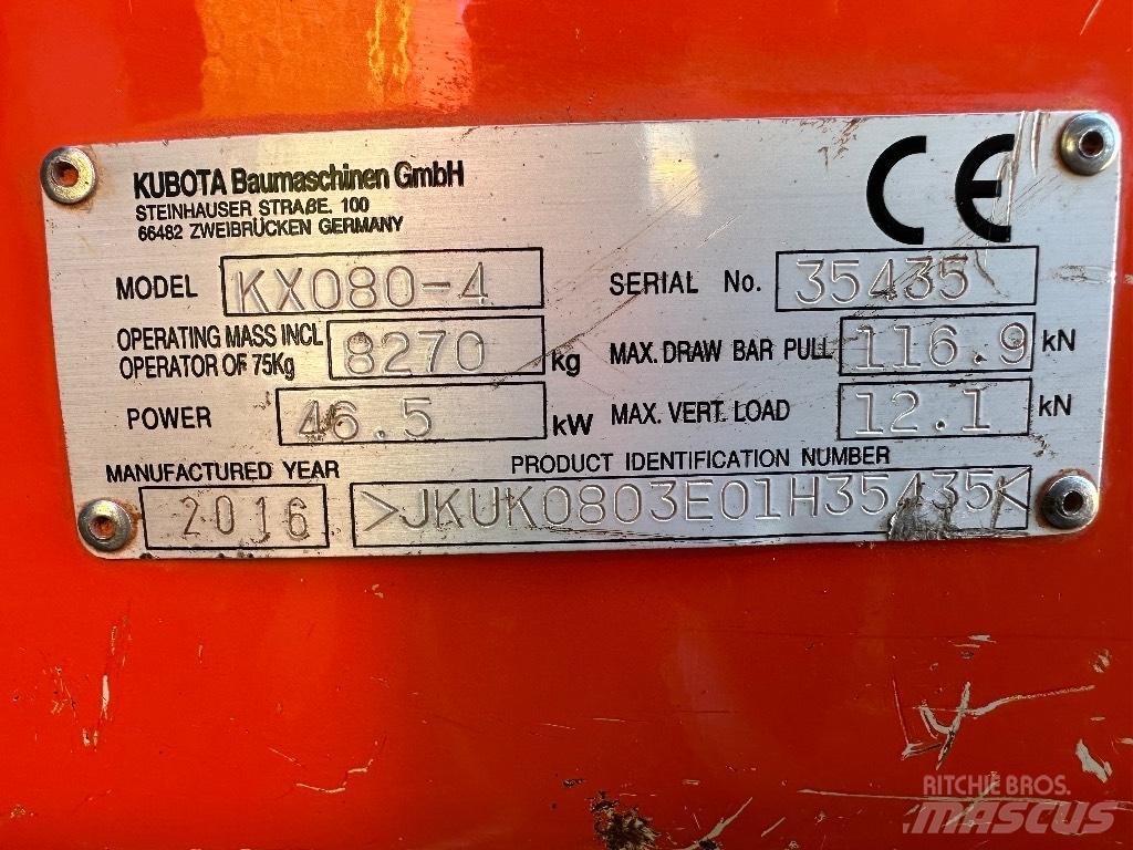 Kubota KX 080-4 Mini bagri <7t