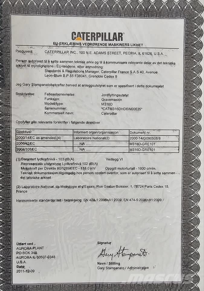 CAT M 316 D Bagri na kolesih