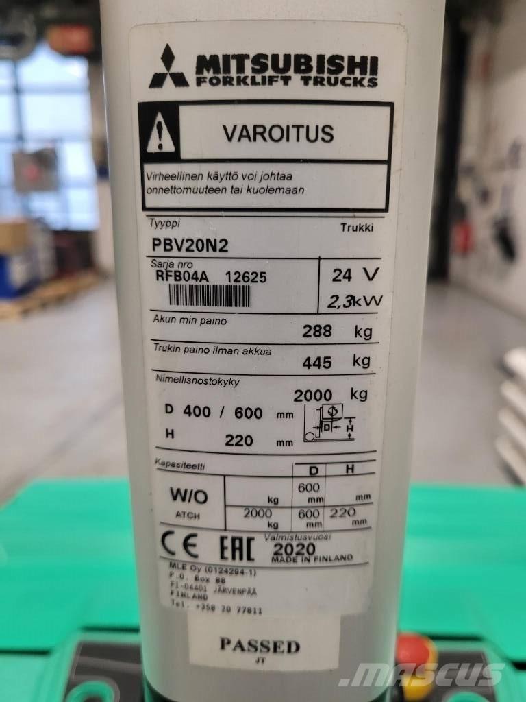 Mitsubishi PBV 20 N2 Električni nizko dvižni viličar s stojiščem