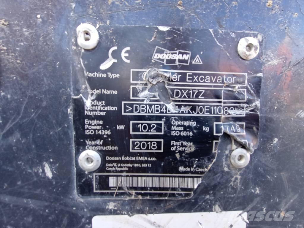 Doosan DX 17 Mini bagri <7t