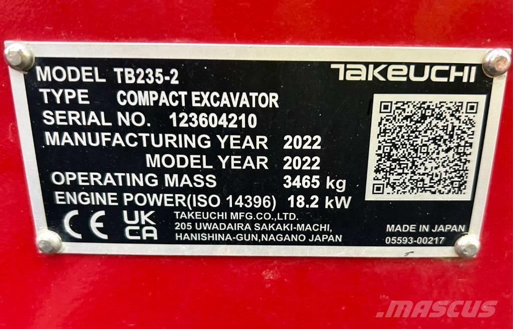 Takeuchi TB 235-2 V3 Mini bagri <7t