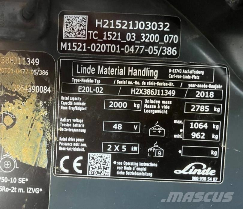 Linde E20L-02-386 Električni viličarji