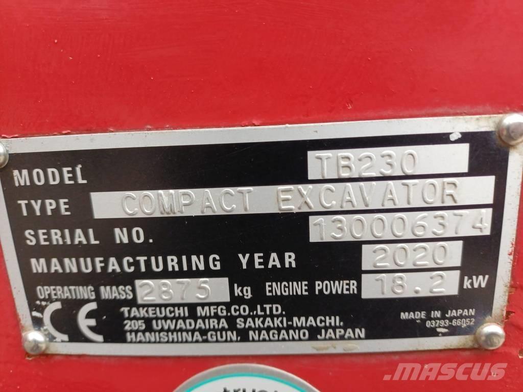 Takeuchi TB 230 Mini bagri <7t