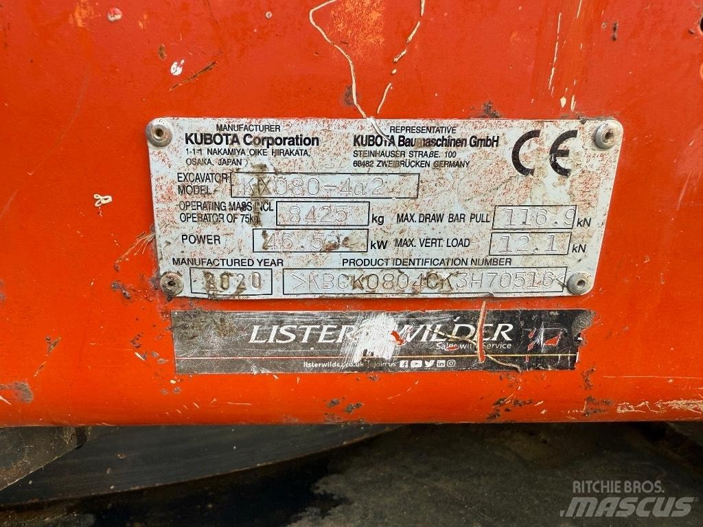 Kubota KX 080 Midi bagri 7t – 12t