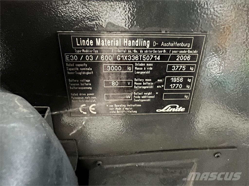 Linde E30 / 03 / 600 Električni viličarji