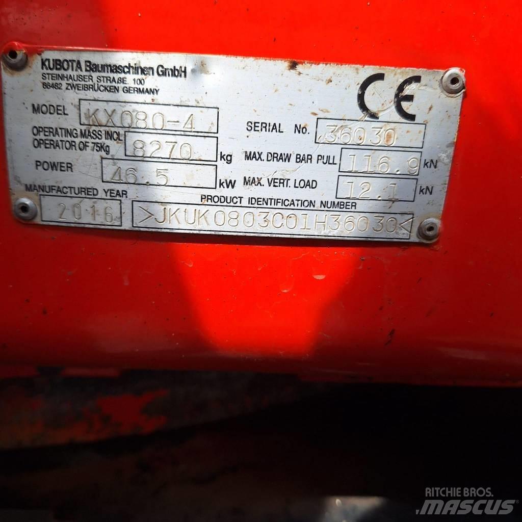 Kubota KX080-4 Midi bagri 7t – 12t