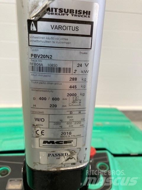 Mitsubishi PBV20N2 Električni nizko dvižni viličar s stojiščem