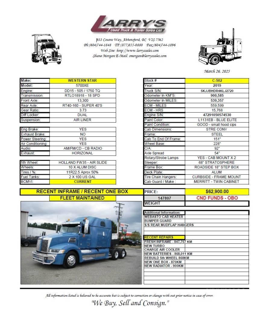 Western Star 5700 XE Vlačilci