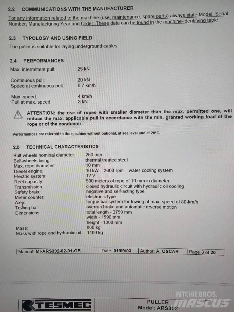 Tesmec ARS 302 Drugo
