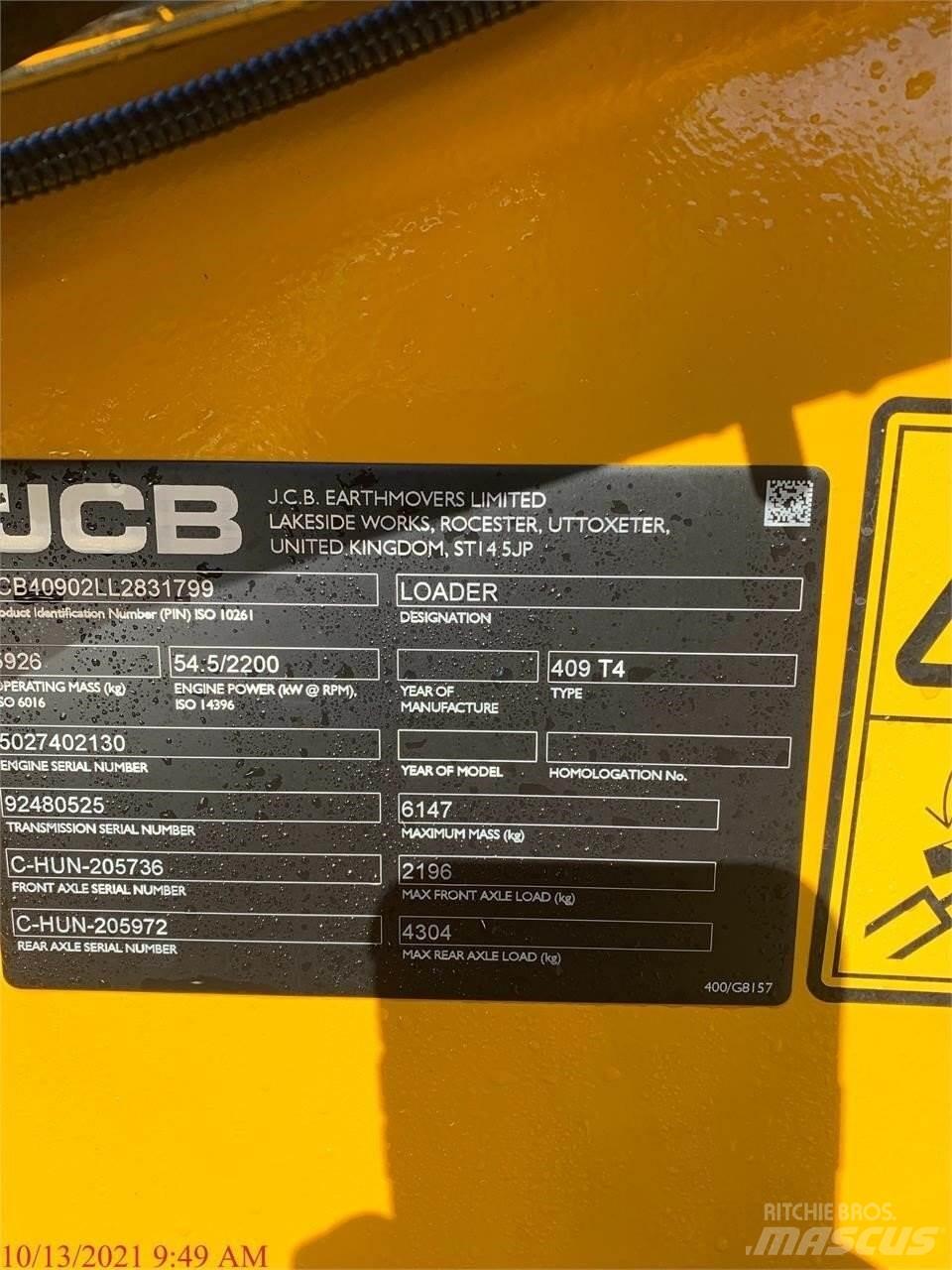 JCB 409 Kolesni nakladalci