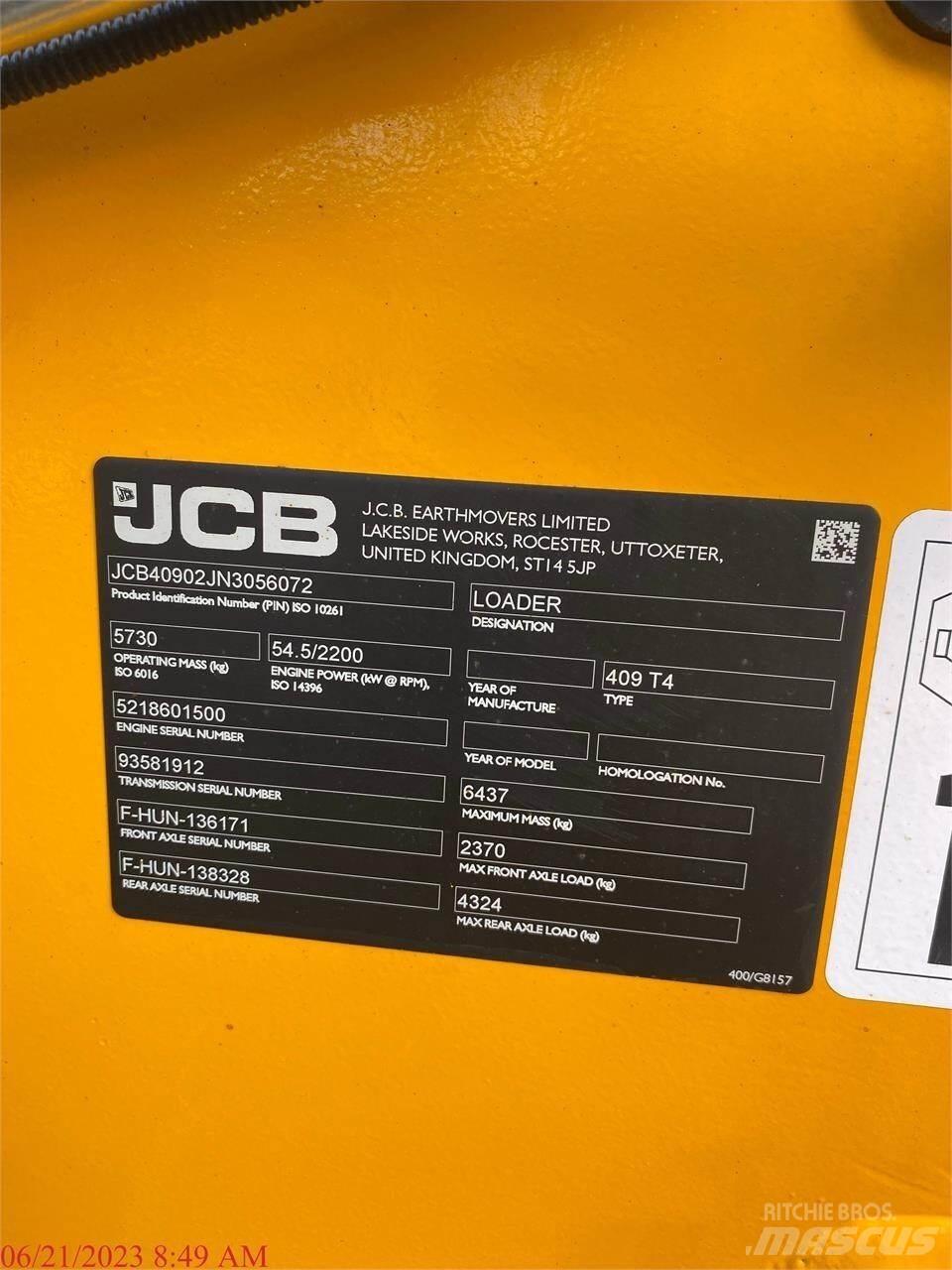 JCB 409 Kolesni nakladalci