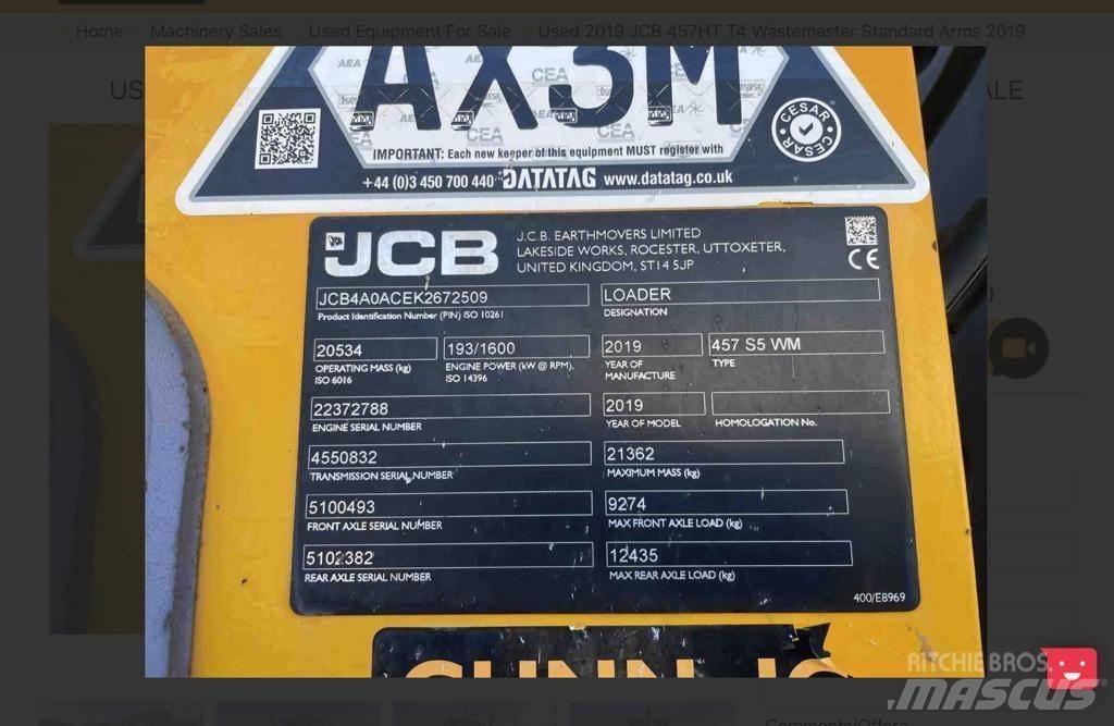 JCB 457 Kolesni nakladalci