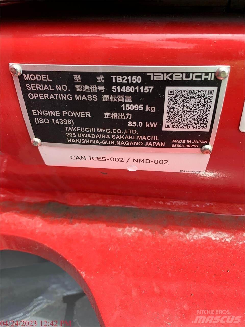 Takeuchi TB2150 Bagri goseničarji