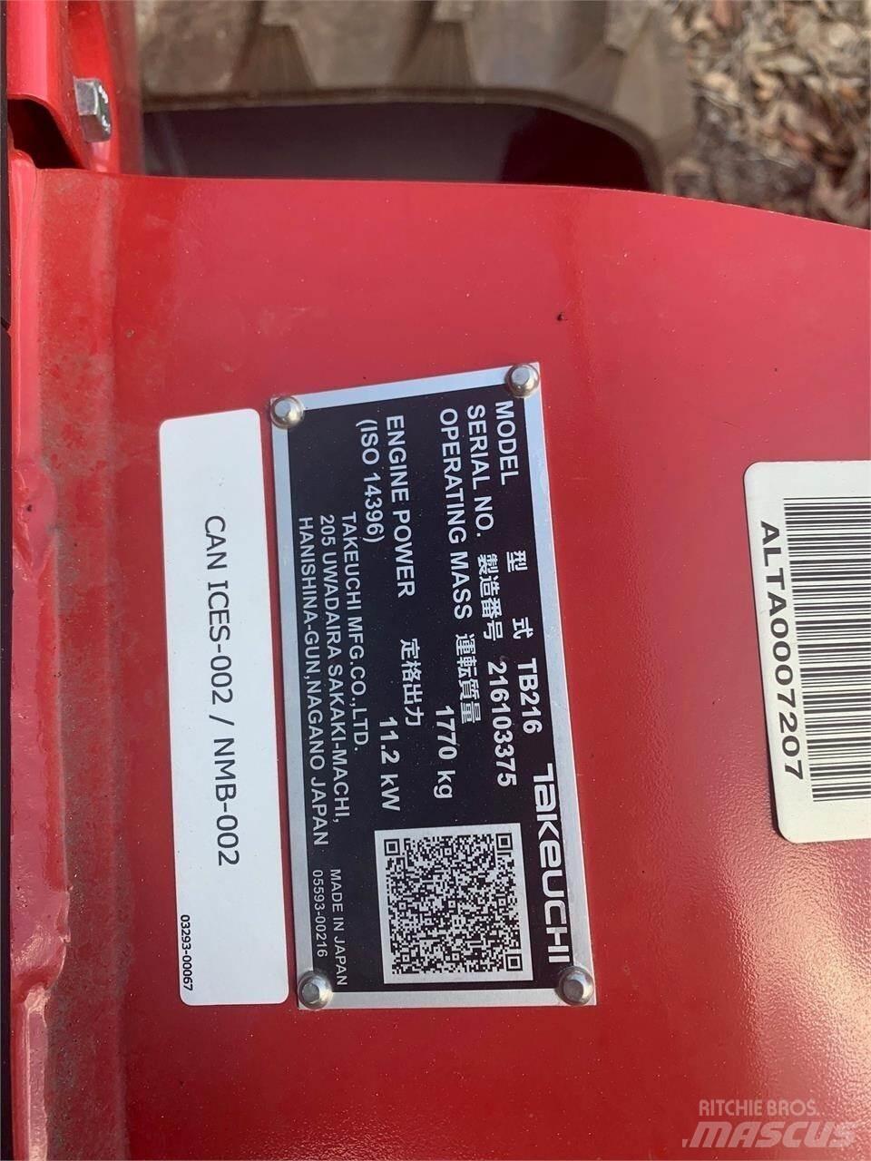 Takeuchi TB216 Mini bagri <7t