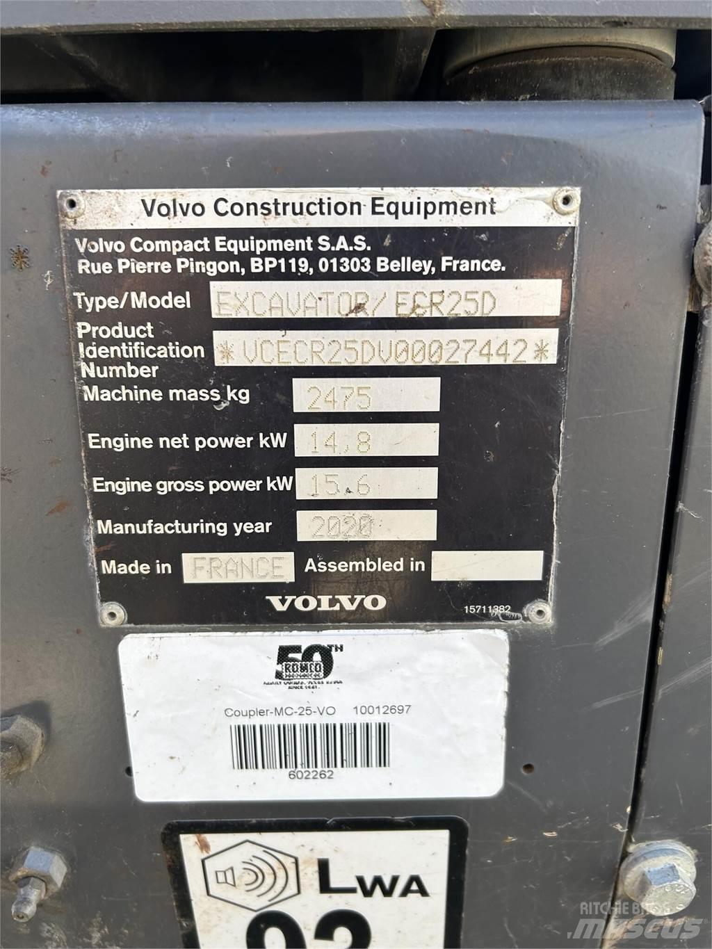 Volvo ECR25D Mini bagri <7t