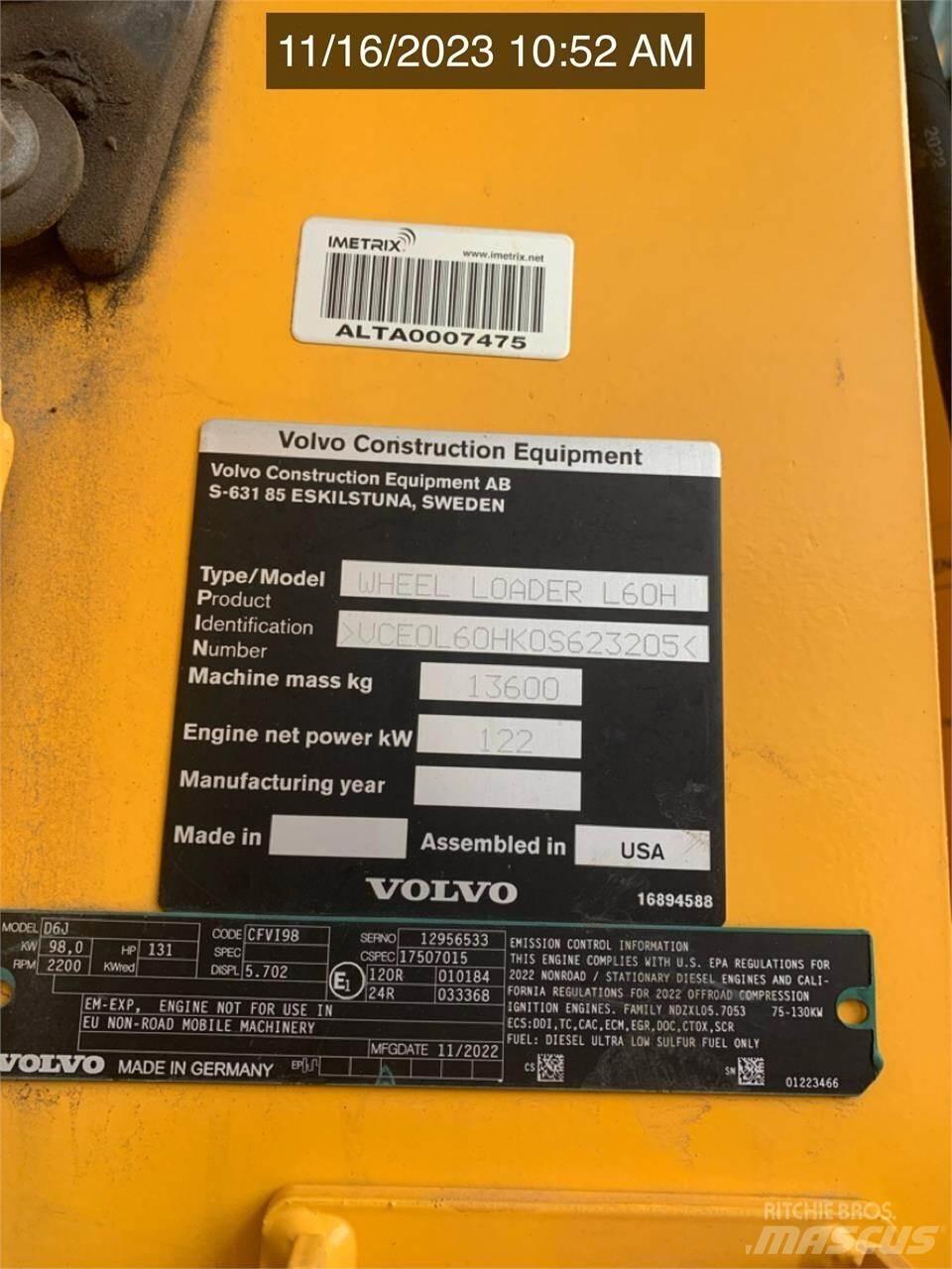 Volvo L60H Kolesni nakladalci