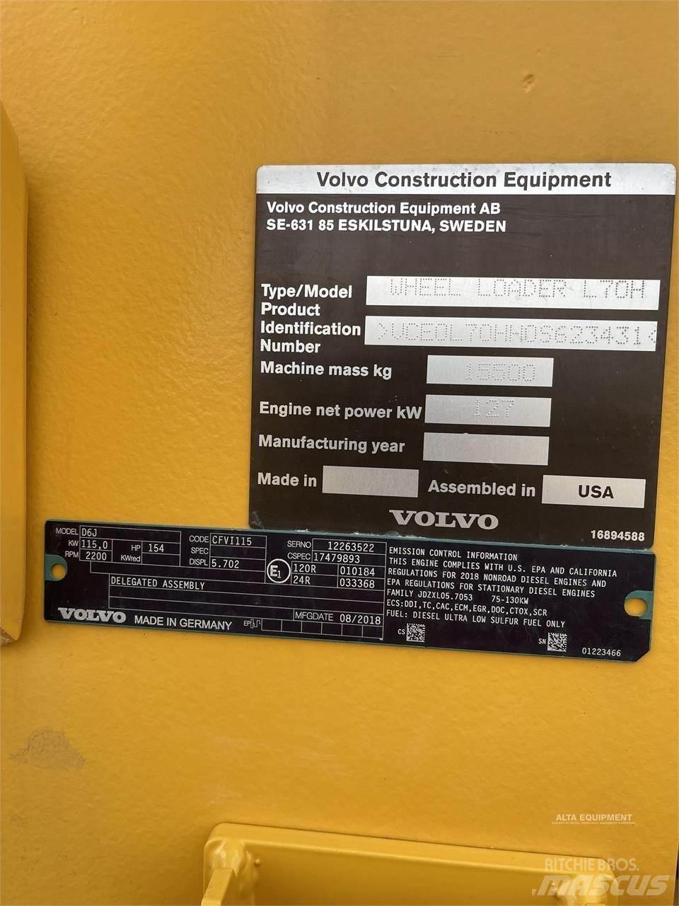 Volvo L70H Kolesni nakladalci