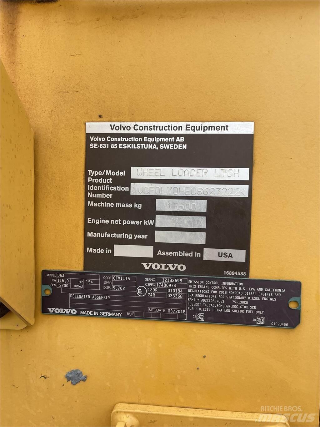 Volvo L70H Kolesni nakladalci