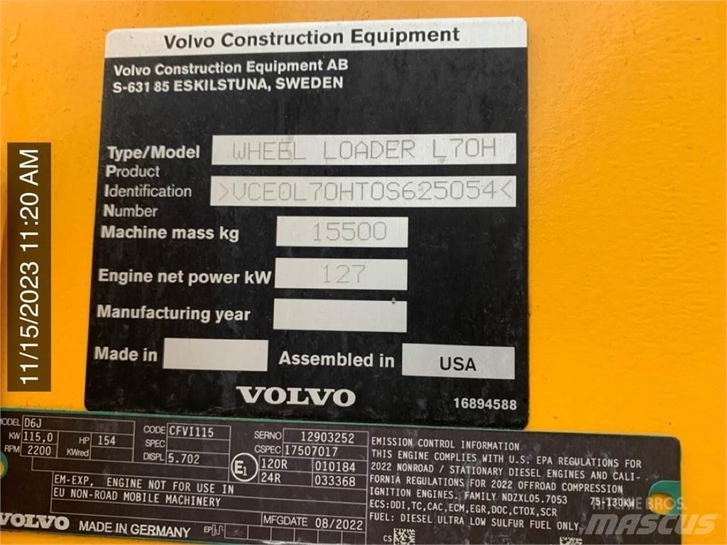 Volvo L70H Kolesni nakladalci