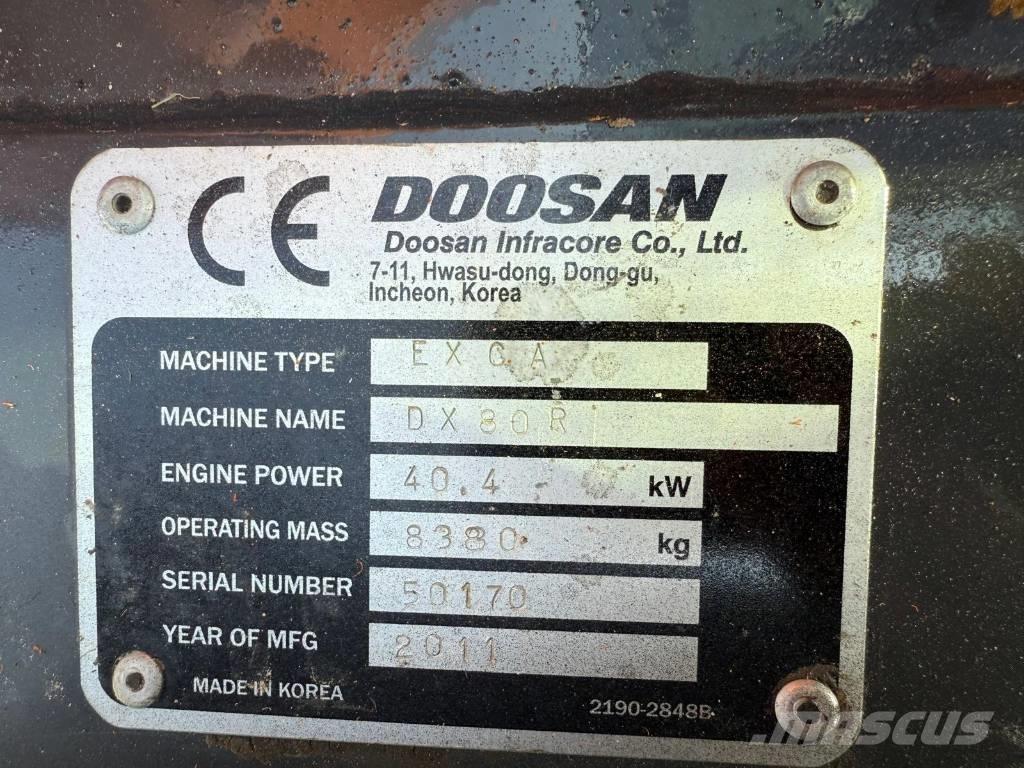 Doosan DX 80 R Midi bagri 7t – 12t