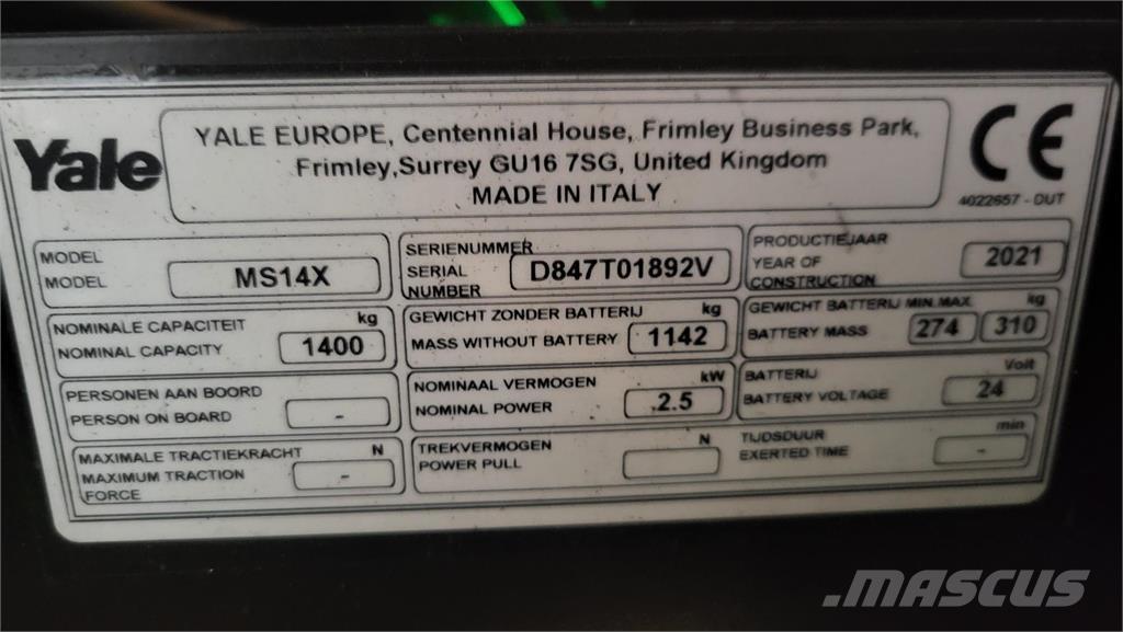 Yale MS14X-IL Samopogonski ročni viličarji