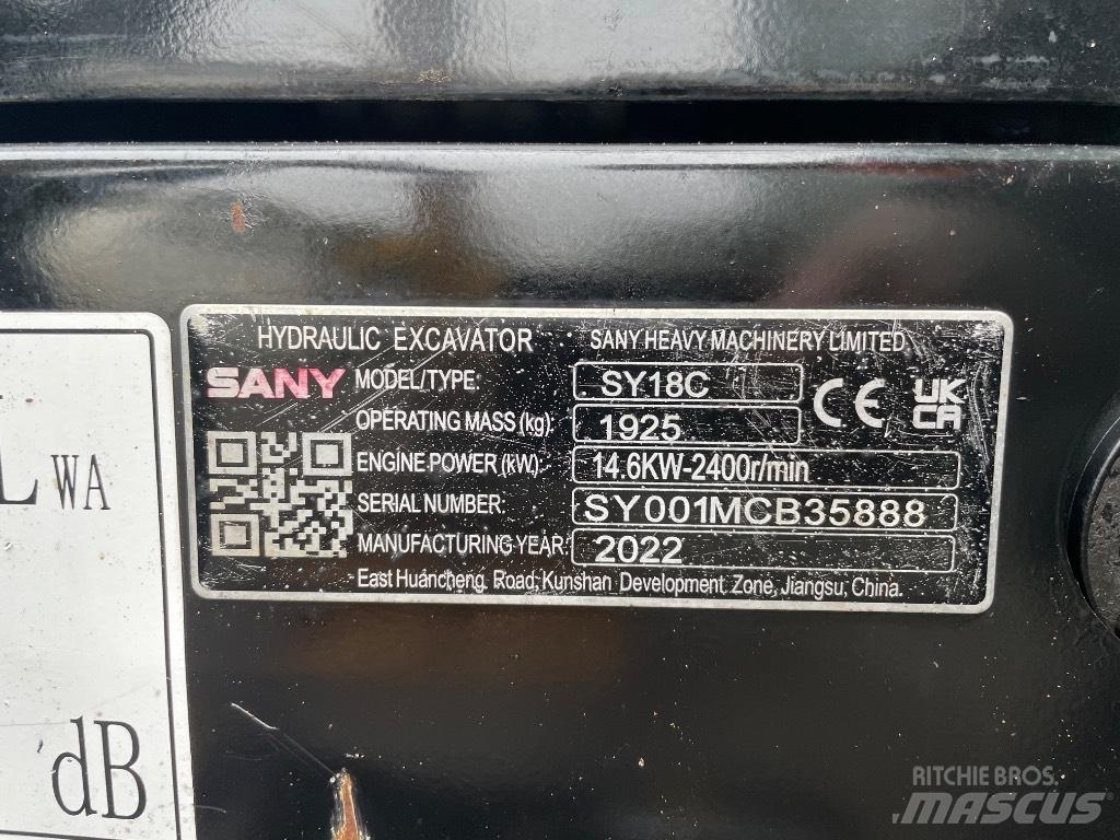 Sany SY 18 C Mini bagri <7t