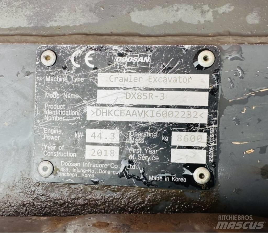 Doosan DX 85 R-3 Midi bagri 7t – 12t