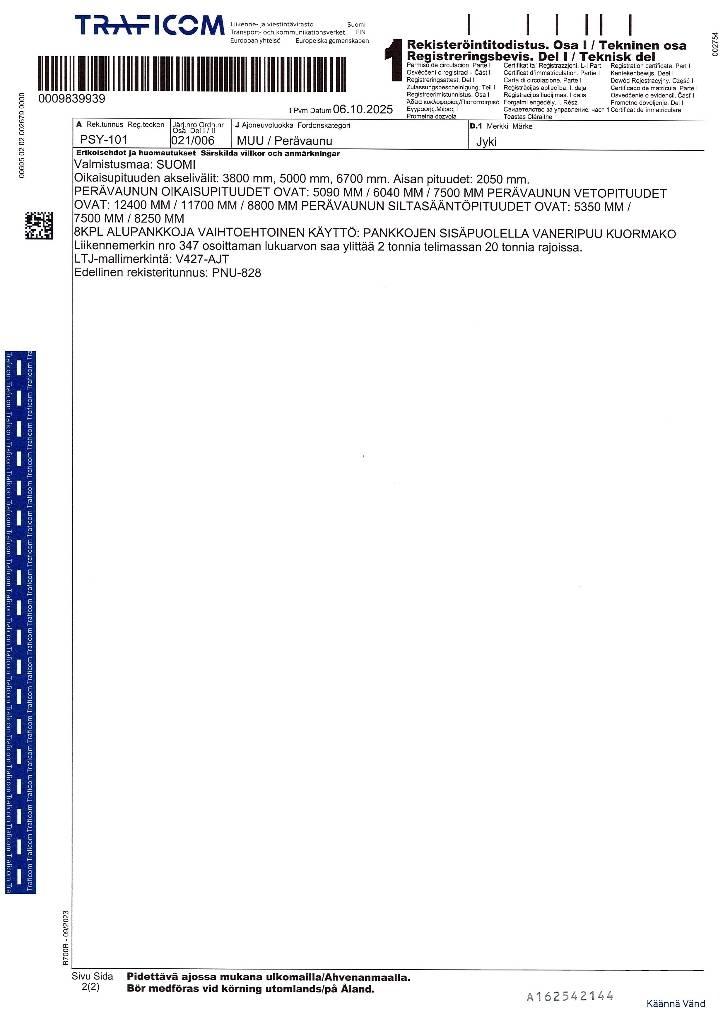 Jyki V427-AJT Prikolice za hlode