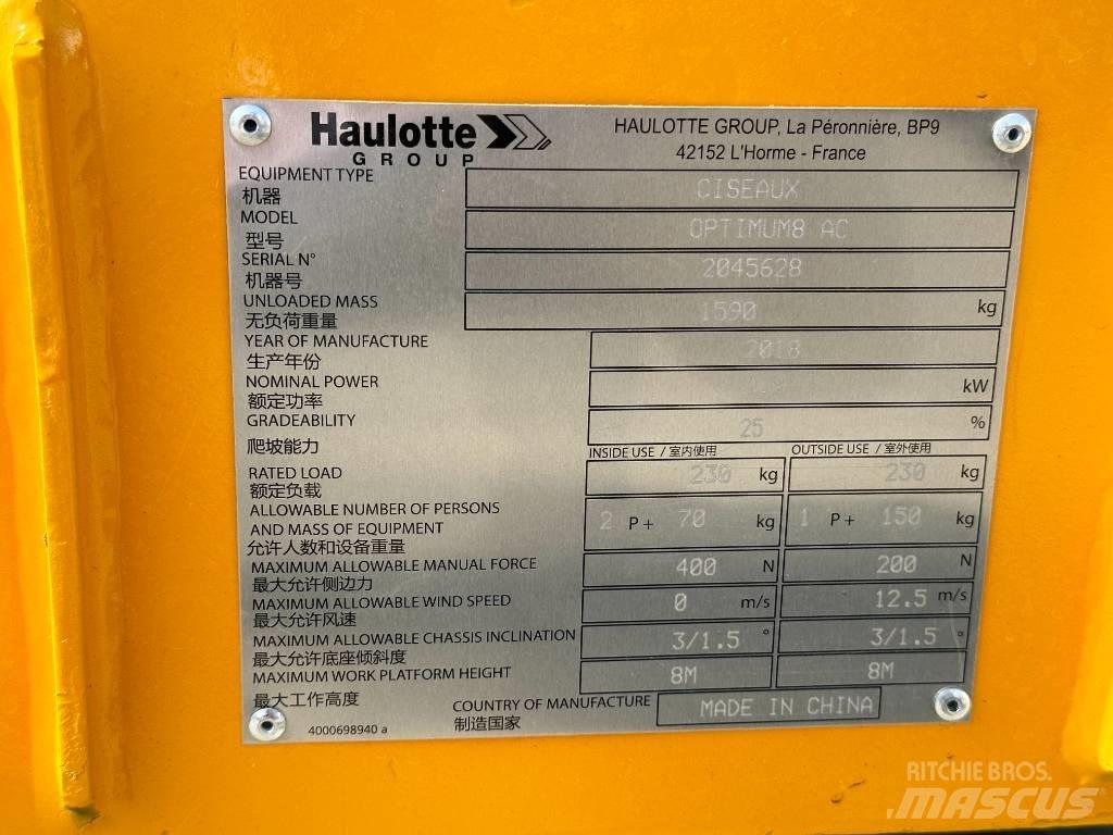 Haulotte OPTIMUM 8 Škarjaste dvižne ploščadi