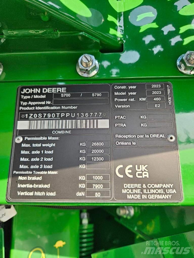 John Deere S790 Kombajni
