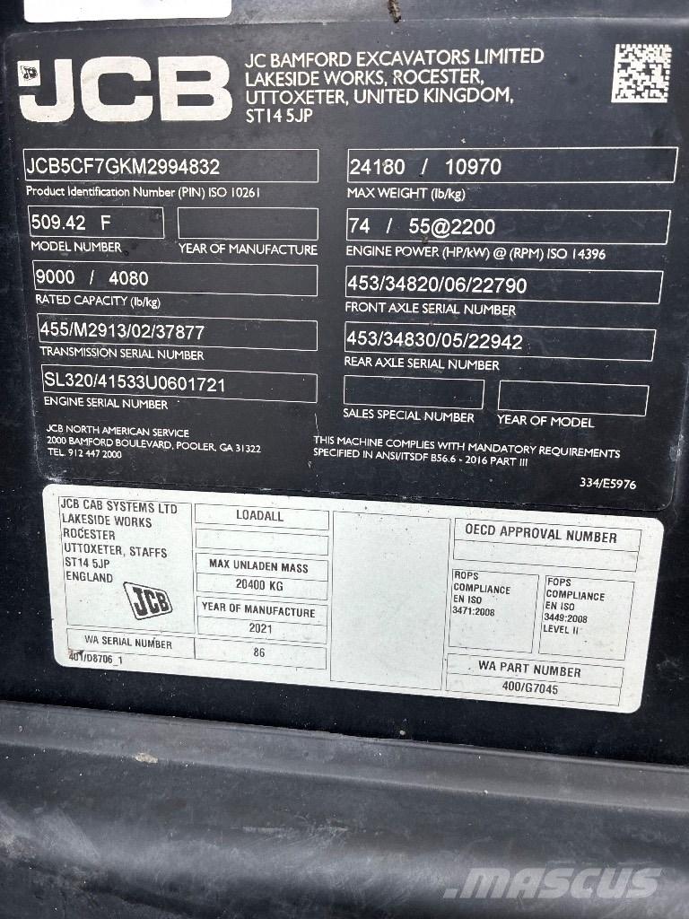 JCB 509-42 Teleskopski viličarji