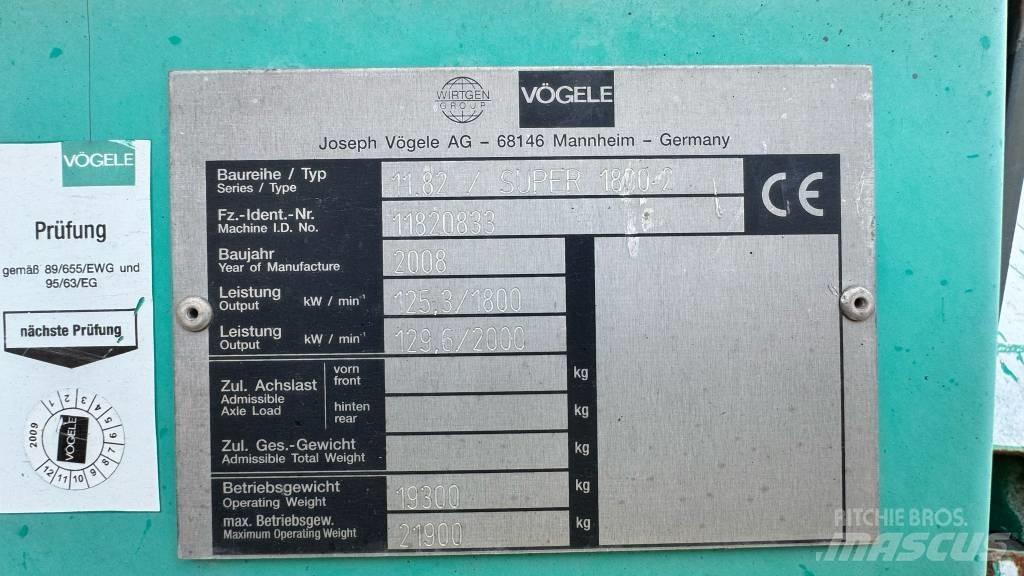 Vögele Super 1800-2 Asfaltni finišerji
