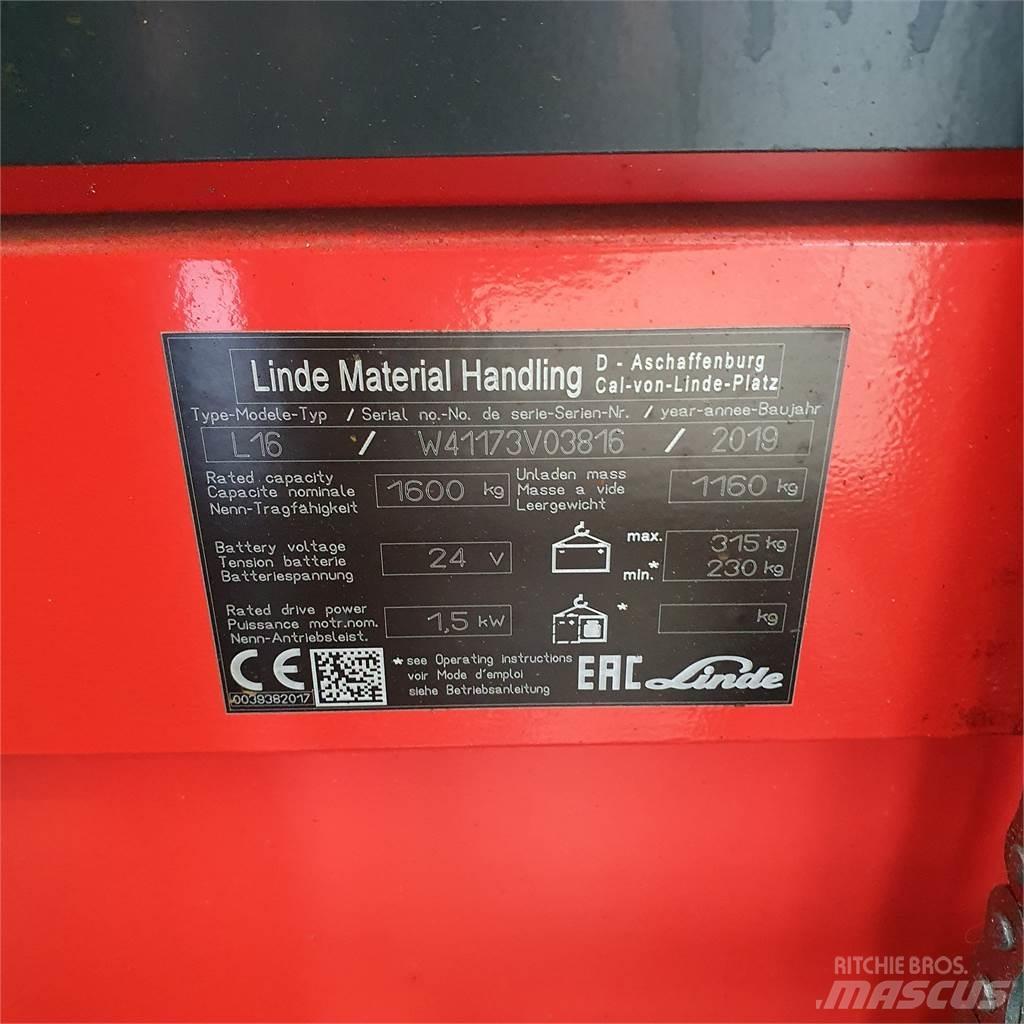 Linde L16i Ročni električni viličar