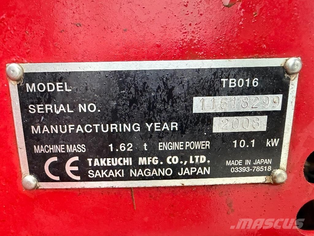 Takeuchi TB 016 Mini bagri <7t
