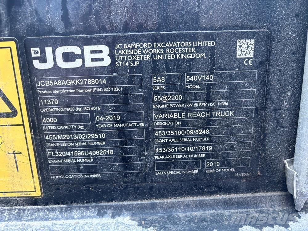 JCB 540V140 Teleskopski viličarji