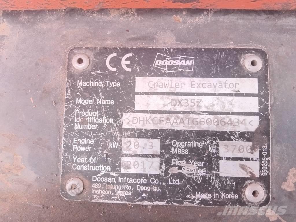 Doosan DX 35 Z Mini bagri <7t