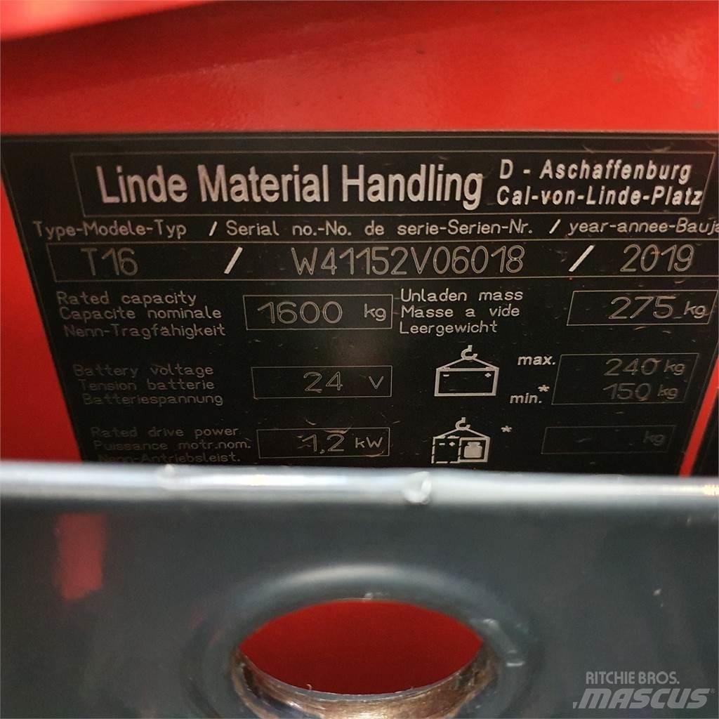 Linde T16 Li-Ion Električni nizko dvižni viličar