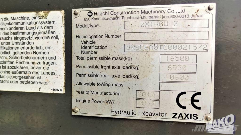 Hitachi ZX 140 W-3 Bagri na kolesih