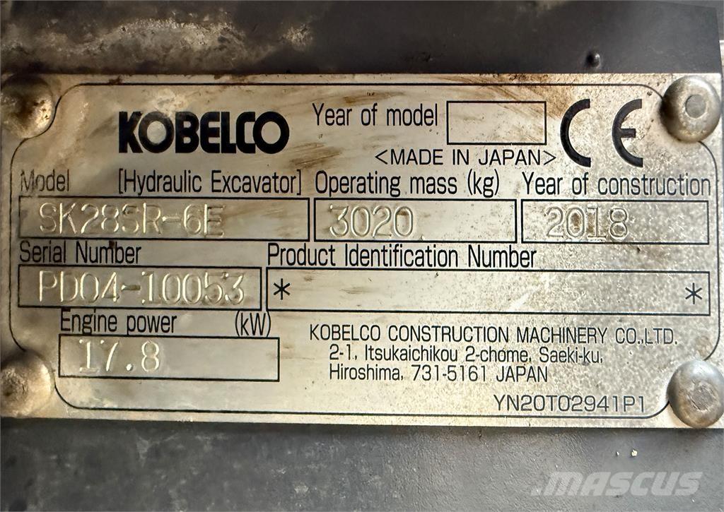 Kobelco SK28SR-6E Mini bagri <7t