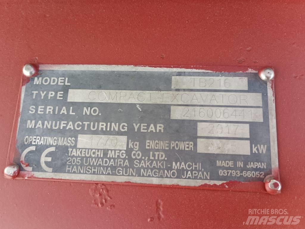 Takeuchi TB 216 Mini bagri <7t